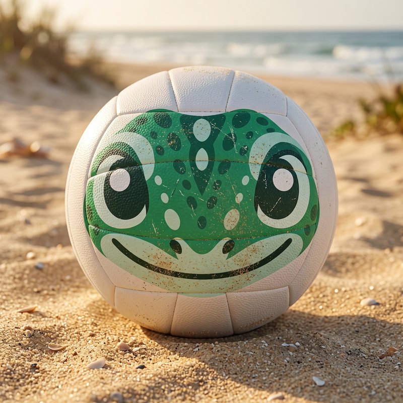 Beach volleyball printed with the gecko face